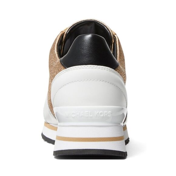 New! MICHAEL KORS Women's Billie Leather Sneakers Trainer Shoes Size 6 Pale Gold - Picture 6 of 15